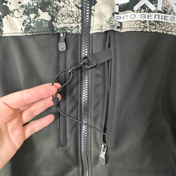 FXR Performance Pro Series Softshell Jacket Mens XL Camo Hood Black Gray Utility - Picture 8 of 11